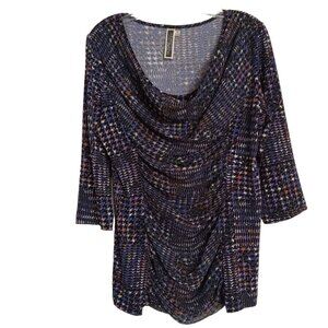 Julian Taylor Women's 14 Draped Front 3/4 Sleeve Beautiful Multi Color Blouse